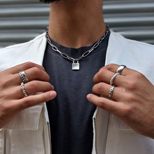Your guide to the world of men's jewelry <br />Modern men's earrings, necklaces, rings and more