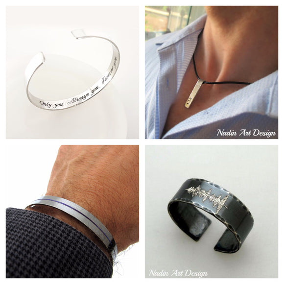 Personalized Mens Jewelry - Customized Bracelets, Necklaces, Rings