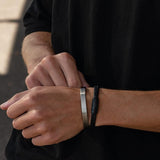 Cross Cuff Bracelet for men - 925 Sterling Silver Open Bangle with engraving