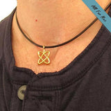 Celtic Pendant for Men - Brown Leather Necklace