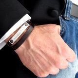 Double Wrap Leather Bracelet, Cuff for Men