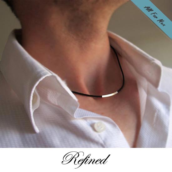 Elegant Leather Choker Necklace for Men with Gold / Silver tube / Mens  Jewelry – All-For-Men