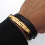 Engraved Heartbeat Leather Bracelet, Gift idea for Husband