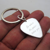 Engraved Guitar Pick Keychain, Mens Accessory and Gift Idea