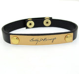 Engraved Signature Leather Bracelet, Gift idea for him