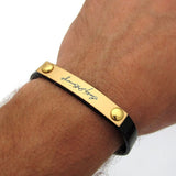 Engraved Signature Leather Bracelet, Gift idea for him