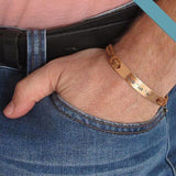 copper bracelet with kids names for men