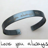 Handwritten Message Silver Cuff, Gift for Him
