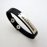 Heartbeat Engraving Leather Bracelet, Mens Accessory
