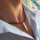 Gold ID Mens Necklace - Personalized Leather Choker for Men
