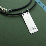 Initials Tag Leather Necklace for Men