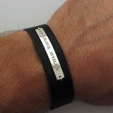 Latitude Longitude Mens Bracelet, GPS leather cuff