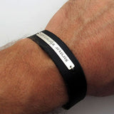 Latitude Longitude Mens Bracelet, GPS leather cuff