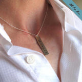 Mens Pendant Bar Necklace in Sterling Silver
