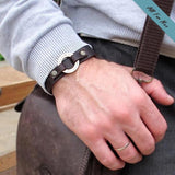 Mens Personalized Jewelry - Leather Cuff for Men - Gift for Him