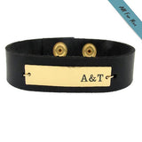 Nameplate Leather Mens Bracelet - Personalized Mens Gift