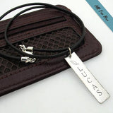 Nameplate Mens Necklace on Leather Cord - Personalized Gift