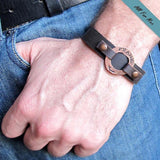 Personalized Cuff Bracelet - Mens Custom Leather Wrist Band