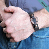 Personalized Cuff Bracelet - Mens Custom Leather Wrist Band
