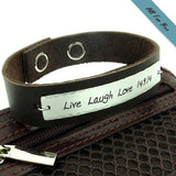 Personalized Mens Bracelet in Brown Leather