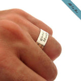 Personalized Mens Ring - Flat Wide band Ring for Men