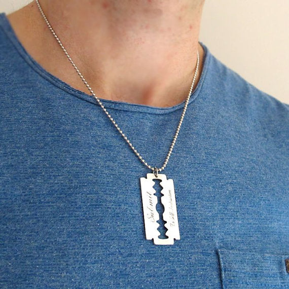 Razor Personalized Necklace, Custom –