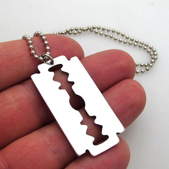 925 silver razor blade necklace for men, top gifts for him
