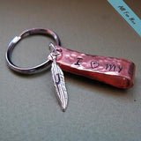 Retro Keychain with Feather for Men - Personalized Keychain