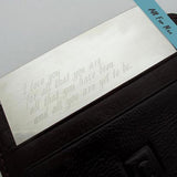 Engraved Text Wallet Insert Card in Silver for Men