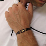 Black Cords Leather Bracelet - Elegant Wristband for Him