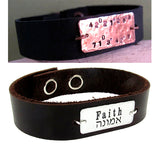 Personalized Date Leather cuff - Anniversary Dates Jewelry