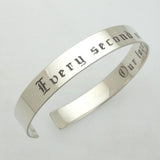 Anniversary Date Bracelet - Sterling Silver Cuff