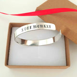 Anniversary Date Bracelet - Sterling Silver Cuff