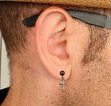 blck cross earrings for men
