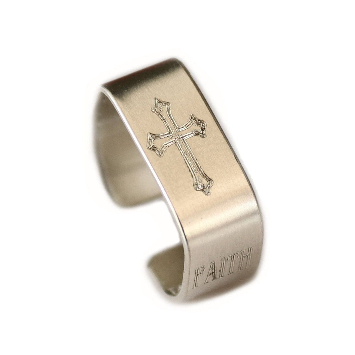 Faith Cross Ring Religious Gift Gift for men silver band for him