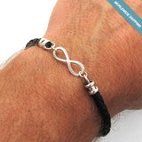 Infinity Bracelet for Him - Leather Cuff Bracelet for Men