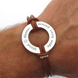 Medical Alert Leather Bracelet for Men - Engraved ID Jewelry