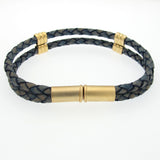 Magnetic Clasp Genuine Braided Leather Bracelet for Men