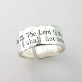 Engraving Psalm 23 Ring, Custom Sterling Silver Band, Gift idea