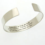 Engraved Silver Cuff - Quote bracelet - 25th anniversary Gift