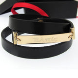 personalized engraved leather bracelet for men or women