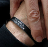 2 rows engraved black cuff bracelet