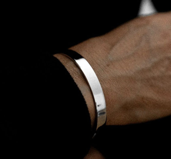 Plain Sterling Silver Cuff Bracelet for men