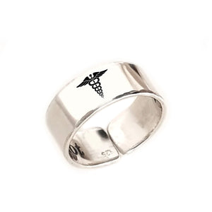 Caduceus silver ring
