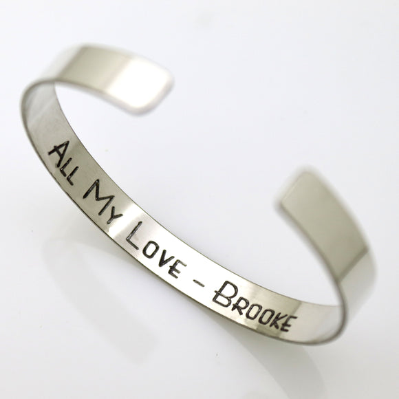 Personalized silver Cuff bracelet for Boyfriend, your Men 925 Sterling silver cuff