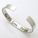 Personalized silver Cuff bracelet for Boyfriend, your Men 925 Sterling silver cuff