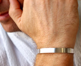 Personalized silver Cuff bracelet for Boyfriend, your Men 925 Sterling silver cuff
