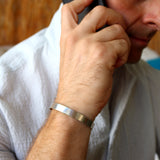 Personalized silver Cuff bracelet for Boyfriend, your Men 925 Sterling silver cuff