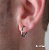 Sterling Silver Hoop Earrings 12mm for Men