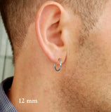 Sterling Silver Hoop Earrings 12mm for Men